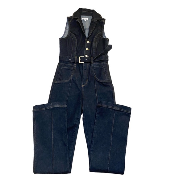 Top Shop Sleeveless 70’s Indigo Denim Jumpsuit! - Picture 3 of 7